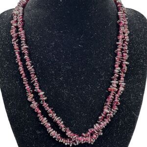 Garnet Necklace Beaded 36 Inch String January Birthstone Vintage Gemstone
